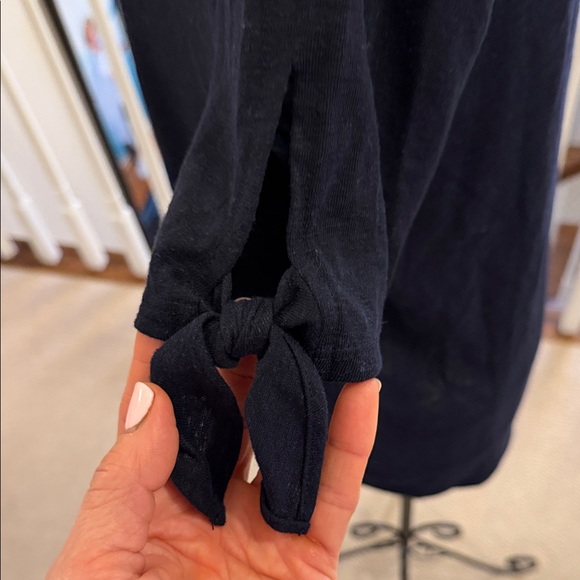 Talbots Navy Short-Sleeve Tie Sleeve Tee - Picture 2 of 4